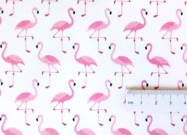 Baumwolle Serie Flamingo  - Flamingos weiß